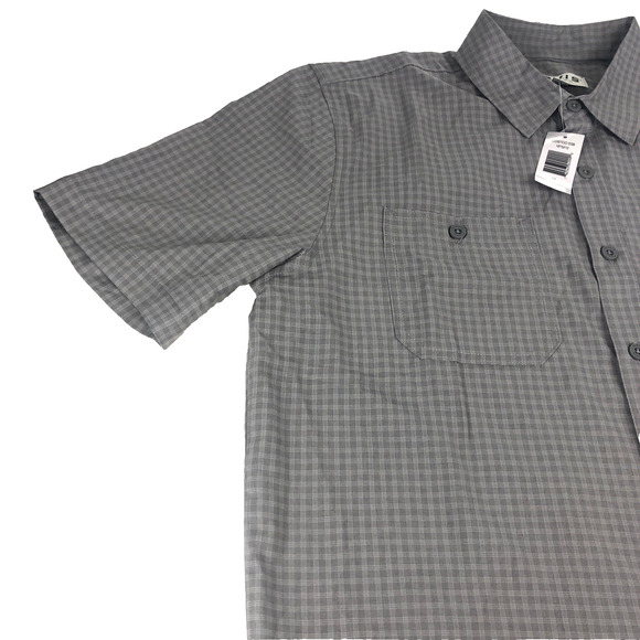 Orvis Men's Short Sleeve Button Up Shirt Medium Gray Plaid Chest Pockets NEW - Picture 5 of 13